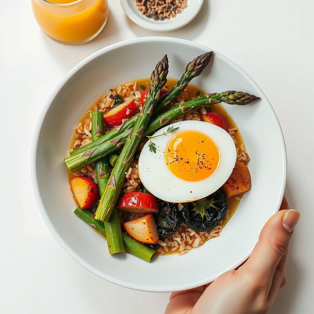 Meal-Prep Farro Bowl with Roasted Vegetables and Cured Egg Yolk