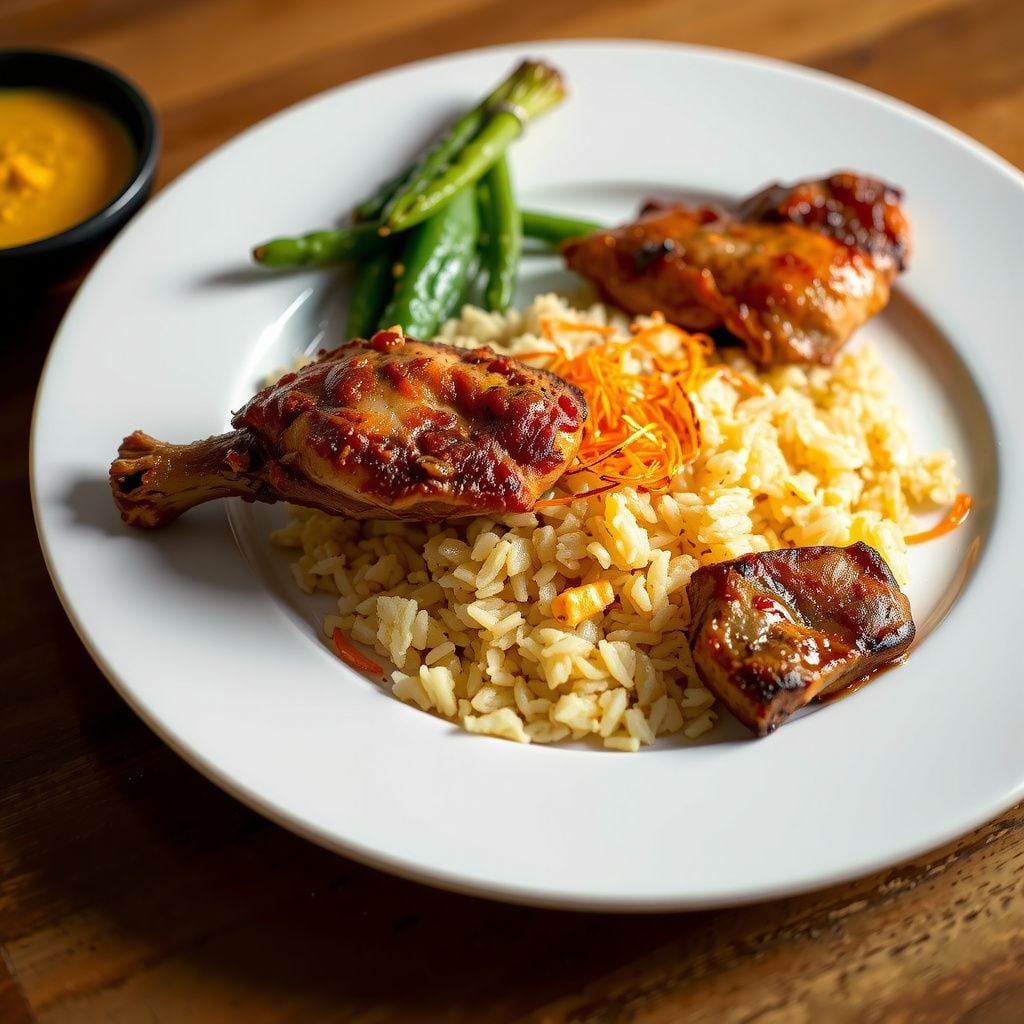 Crispy Saffron Tahdig Rice with Spiced Braised Chicken - OttoChef AI ...