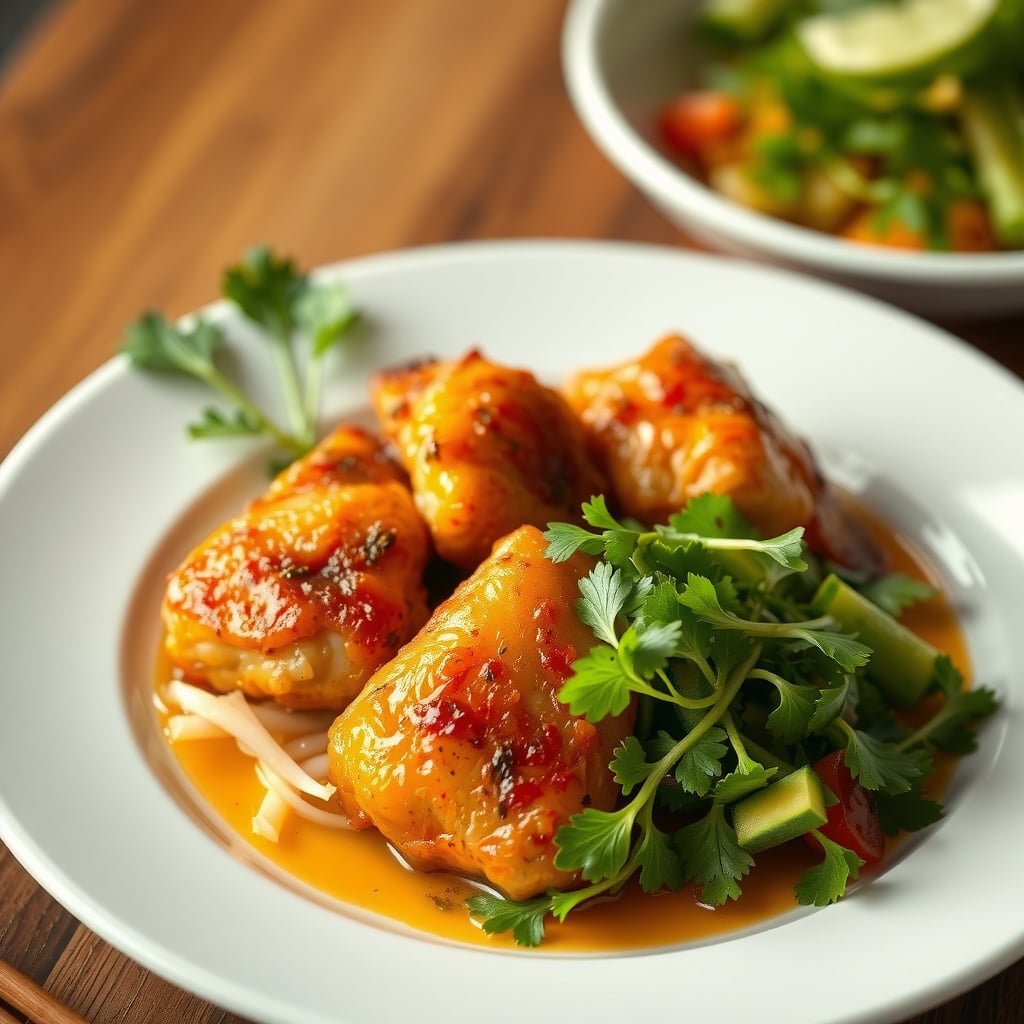 Caramelized Lemongrass Chicken with Fresh Herb Salad