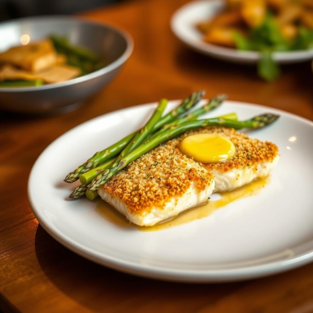 Choosing Cod Baked Parmesan Crusted Cod with Asparagus and Herb Butter - OttoChef AI ...
