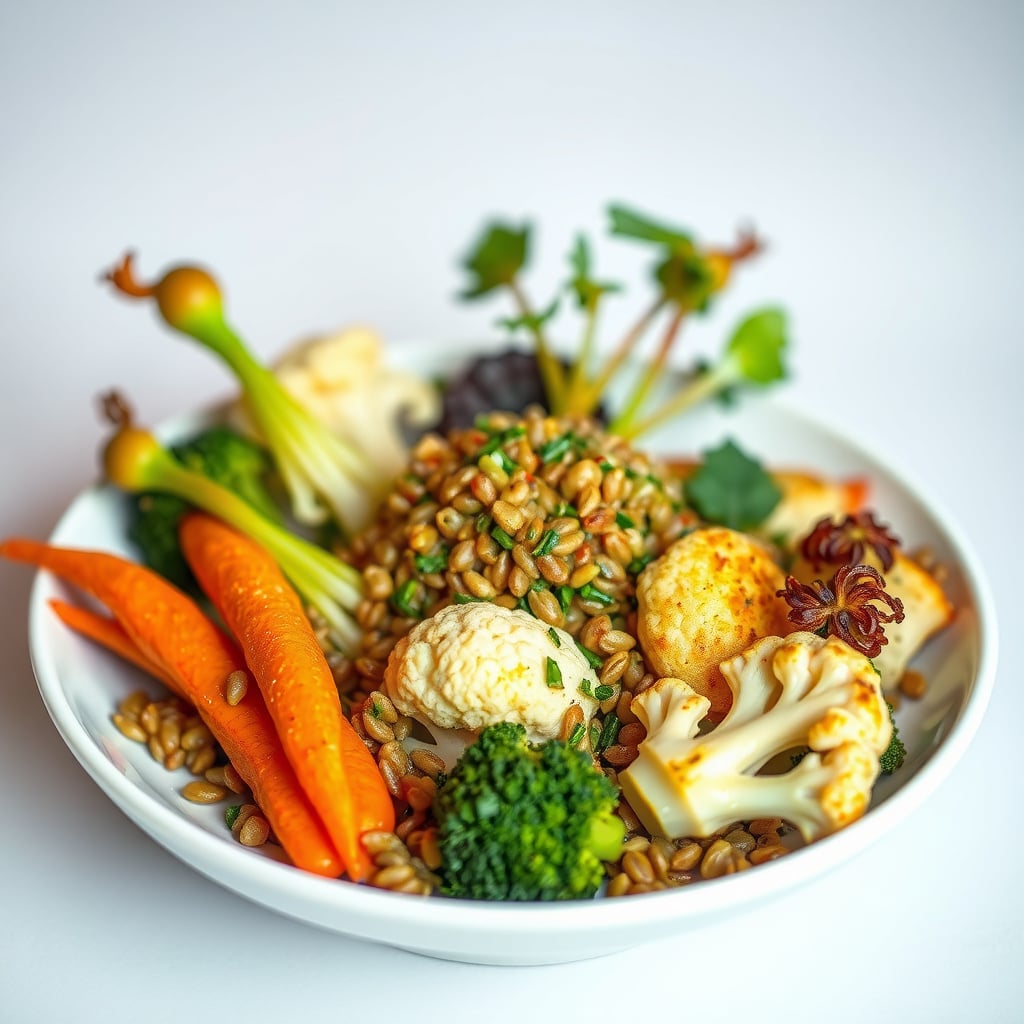 Root-to-Stem Vegetable Grain Bowl with Carrot Top Pesto