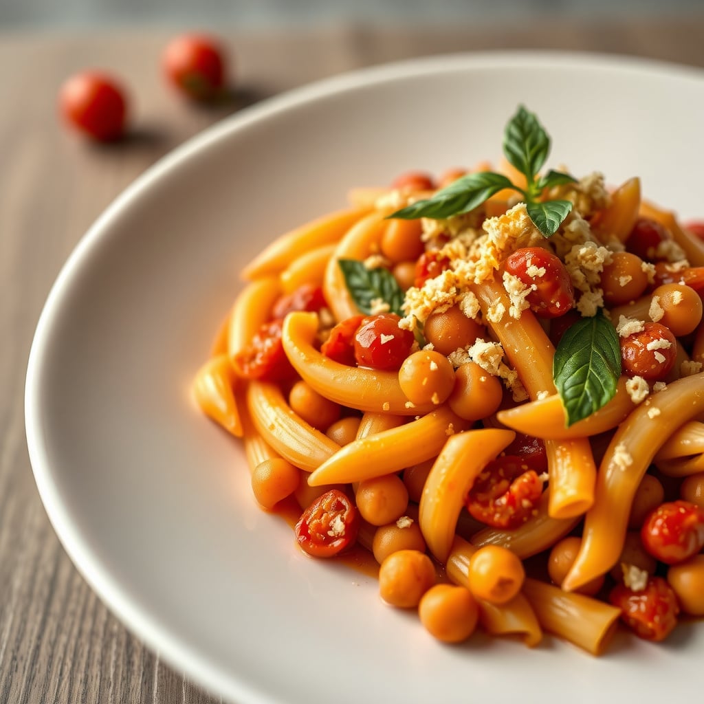 Smoky Chickpea and Tomato Pasta with Crispy Breadcrumbs