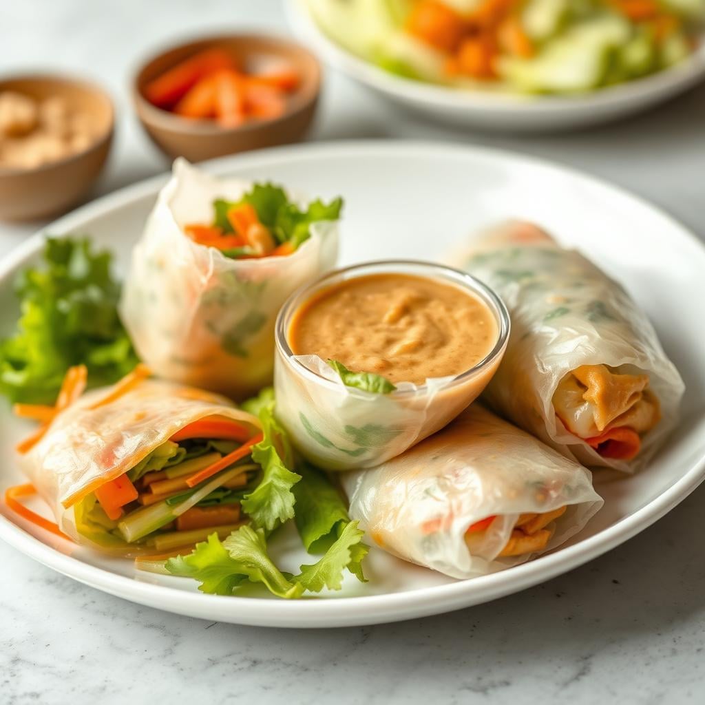 Asian-Inspired Rice Paper Vegetable Rolls with Peanut Sauce - OttoChef ...