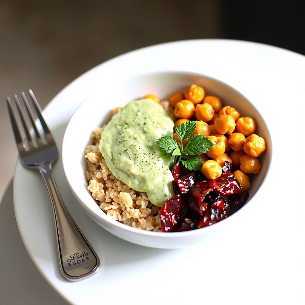 Herbes Salées Grain Bowl with Crispy Chickpeas and Lemon-Herb Vinaigrette
