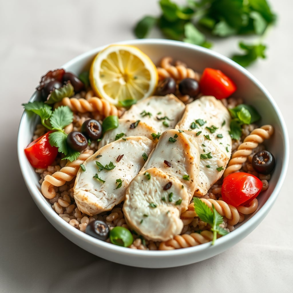 Mediterranean Grain Bowl with Herb-Marinated Chicken