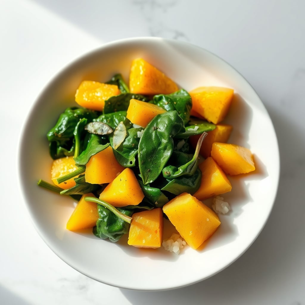 Hing-Tempered Aloo Palak (Spiced Potato and Spinach Lunch Bowl)