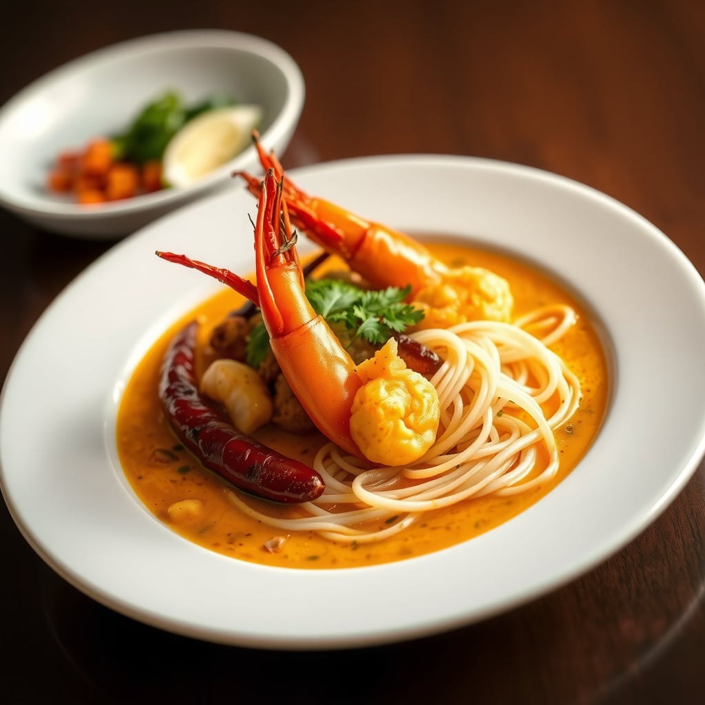 Curry Laksa with Prawns and Rice Noodles
