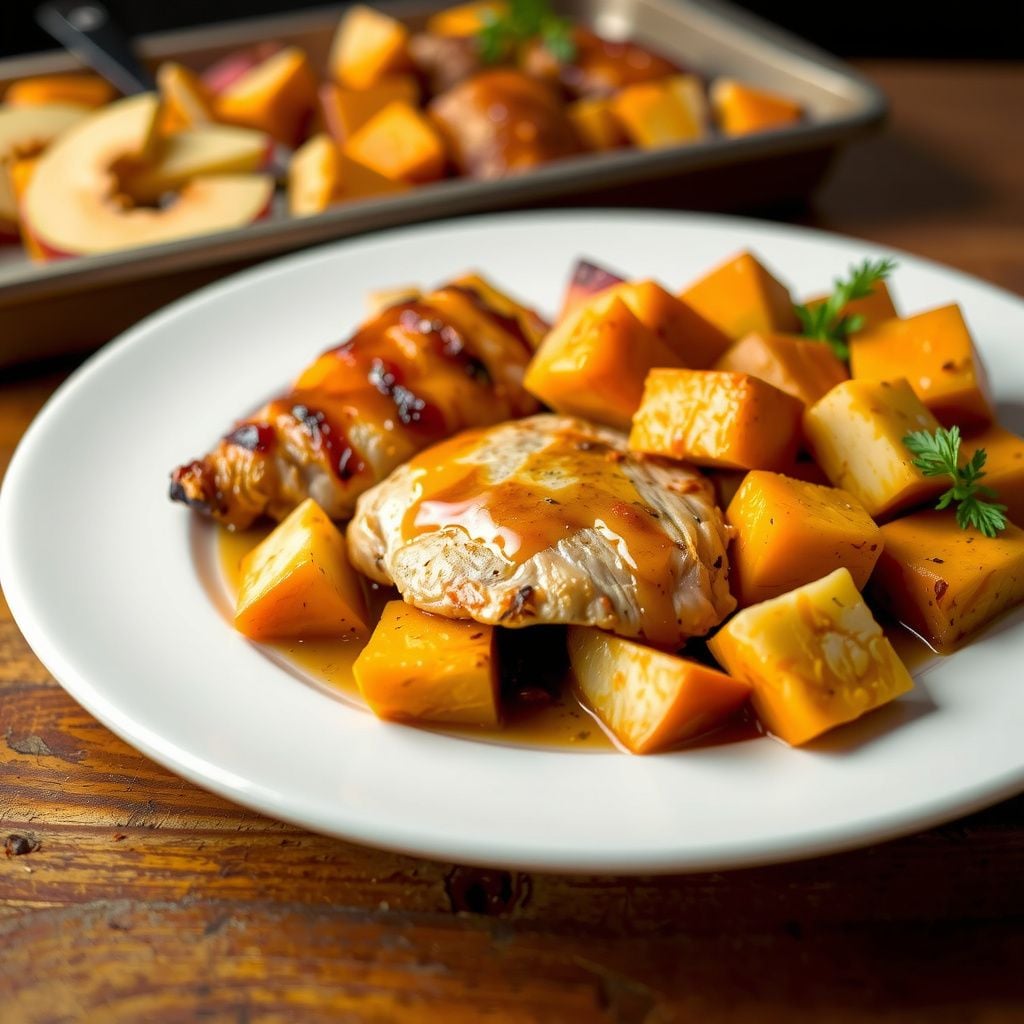 Maple-Glazed Sheet Pan Chicken with Roasted Apples and Butternut Squash