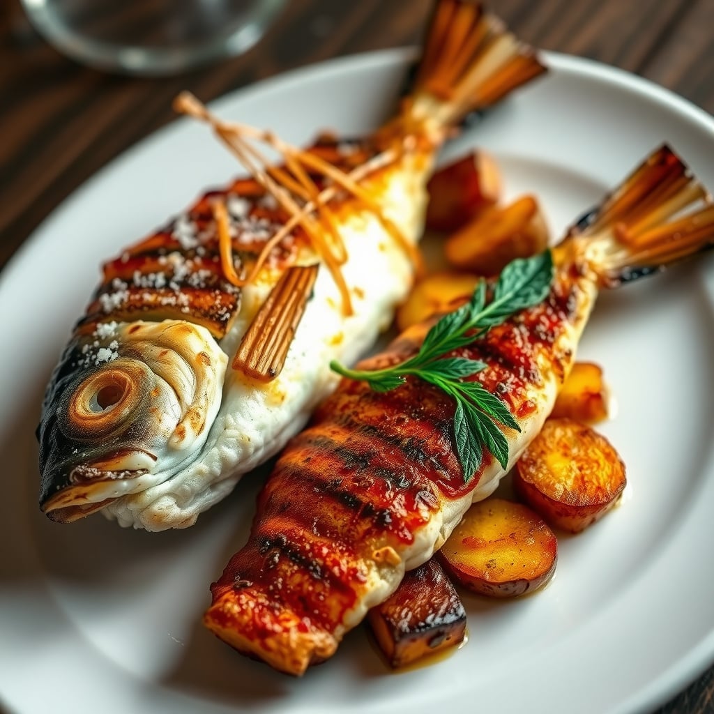 Piri-Piri Grilled Sea Bass with Herb-Roasted Potatoes