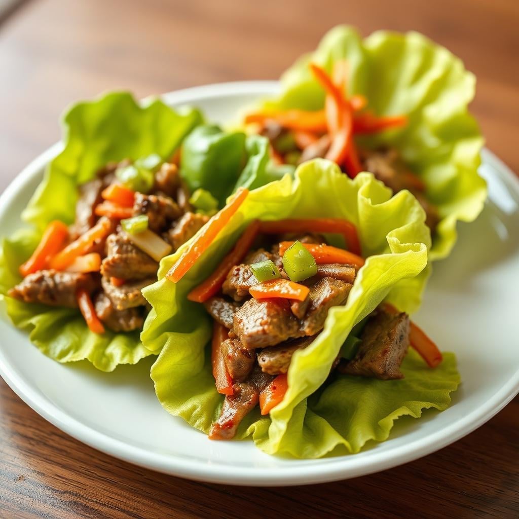 Korean-Style Beef Lettuce Cups with Pickled Vegetables - OttoChef AI | Discover Delicious Recipes