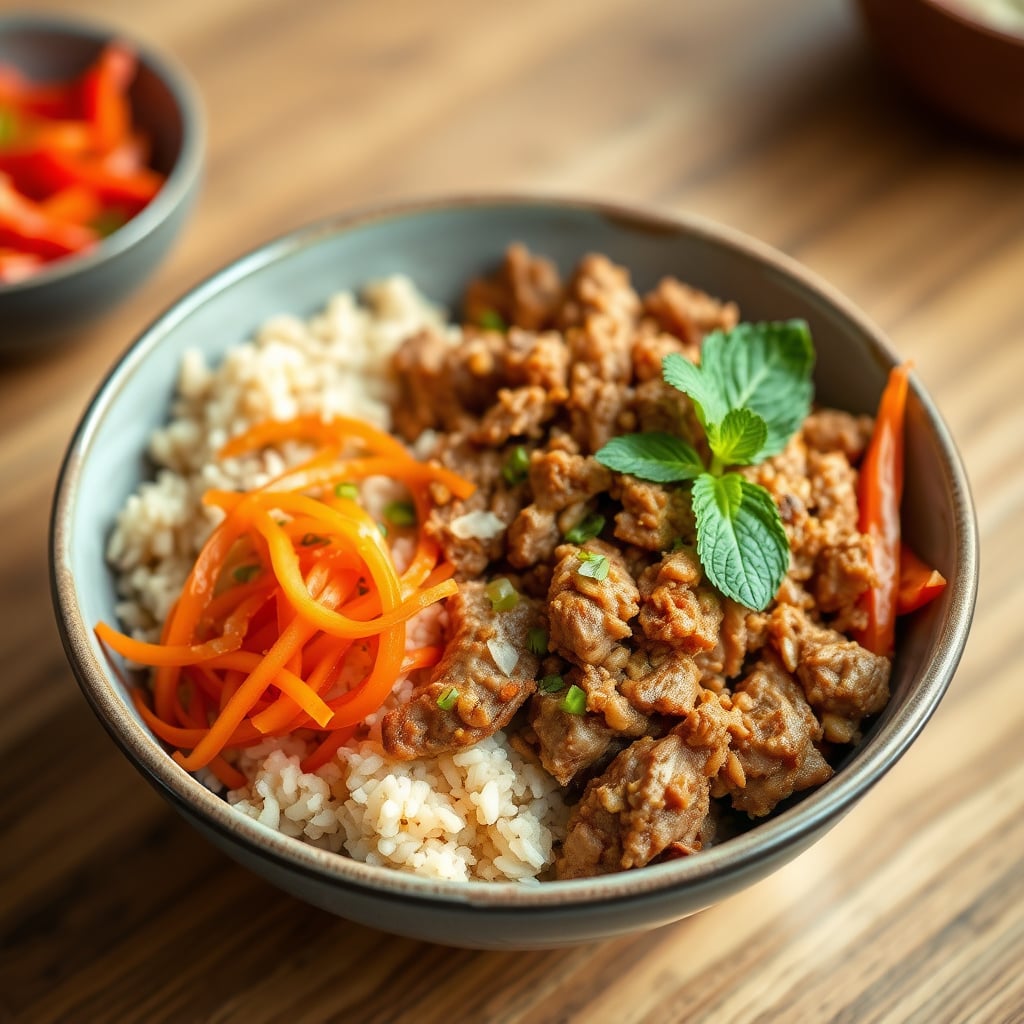 Thai-Style Toasted Rice Pork Larb with Lemongrass-Scented Jasmine Rice ...