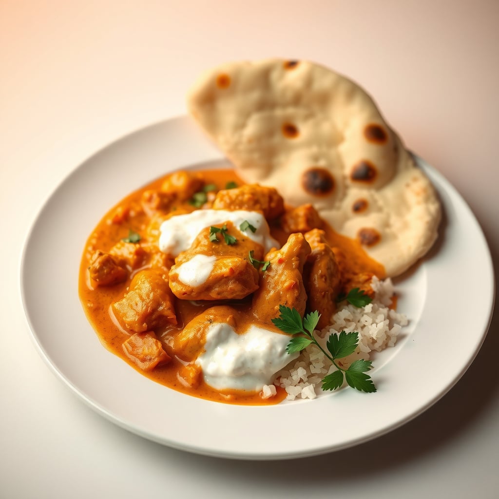 North Indian Butter Chicken (Murgh Makhani) with Homemade Naan