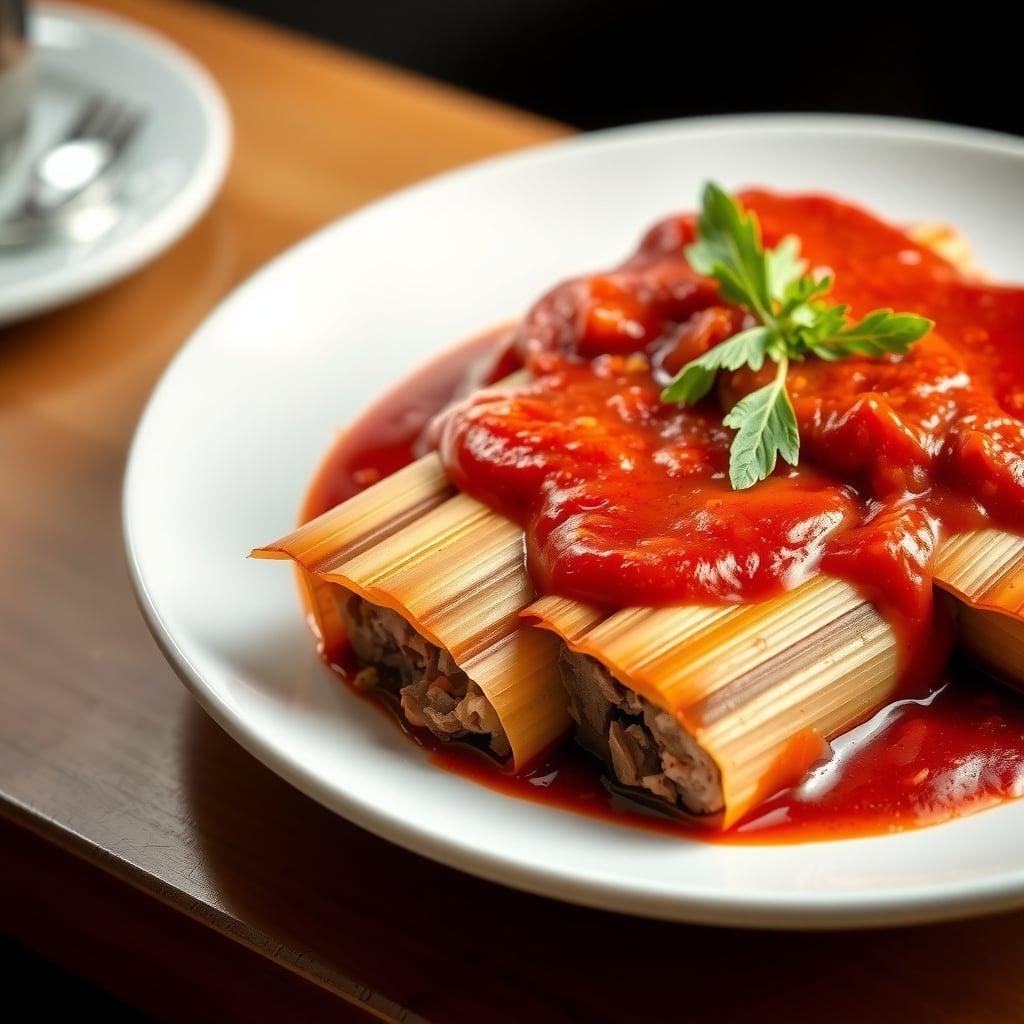Three-Generation Pork Tamales with Red Chile Sauce