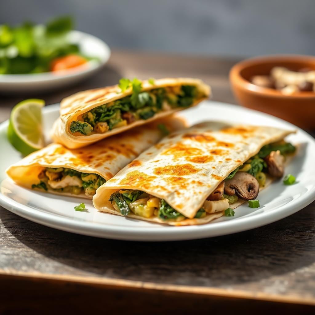 Savory Spinach &amp; Mushroom Breakfast Quesadillas - OttoChef AI | Discover Delicious Recipes