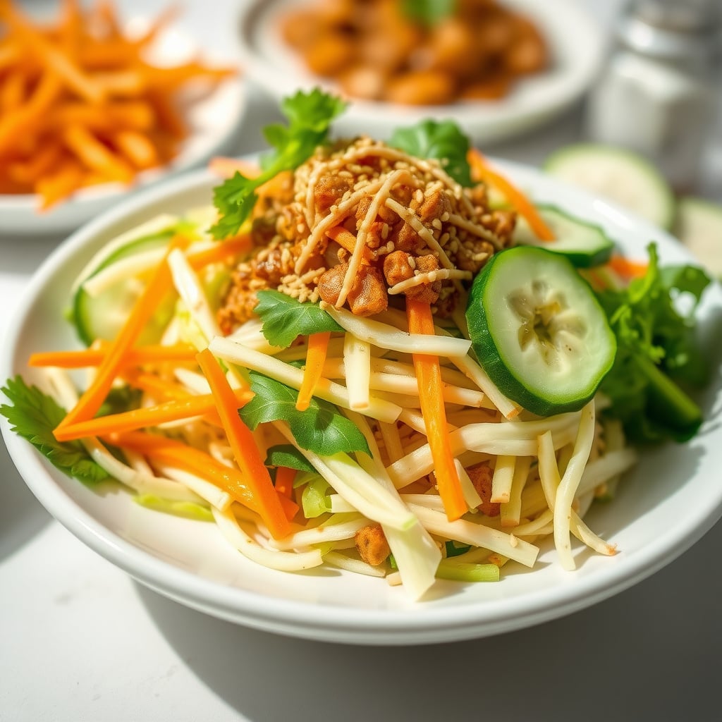 Sesame-Ginger Crunch Salad with Salt-Macerated Veggies