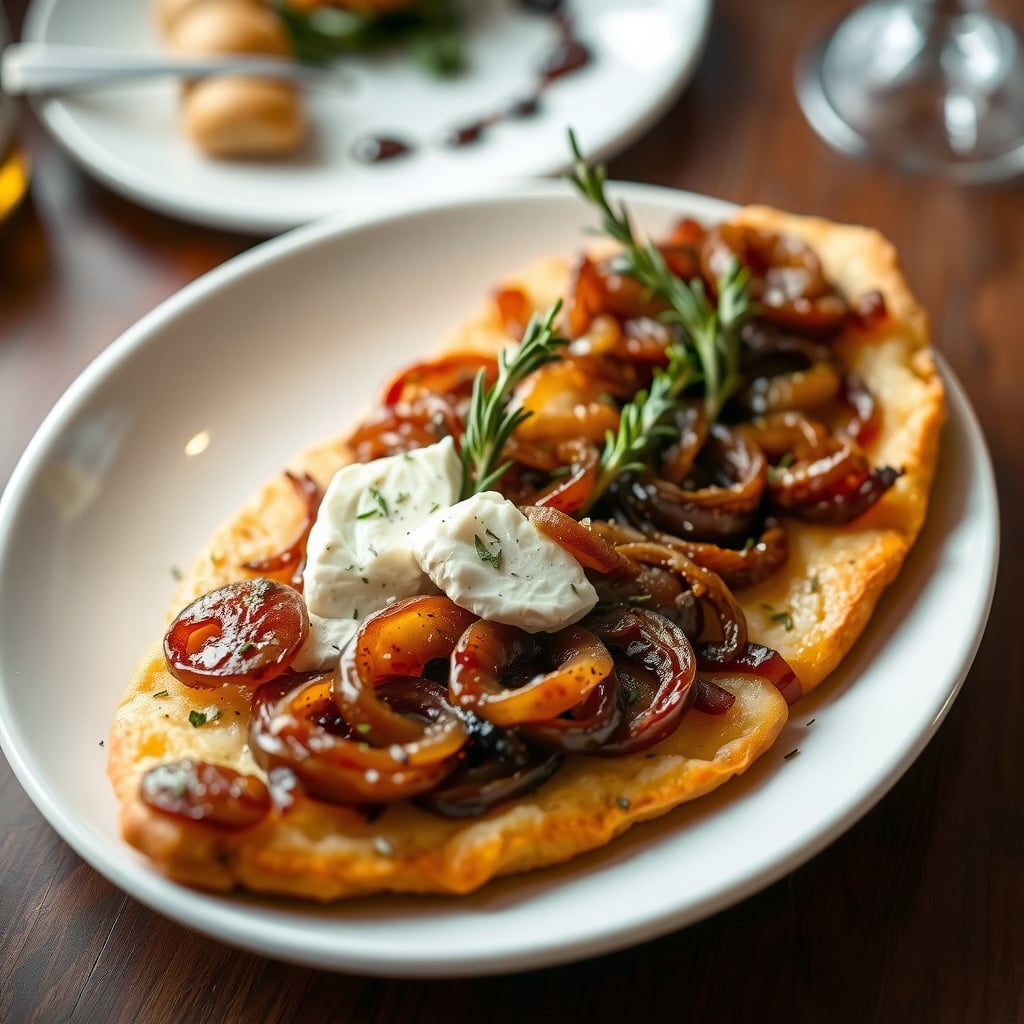 Rosemary Focaccia with Caramelized Onions and Goat Cheese