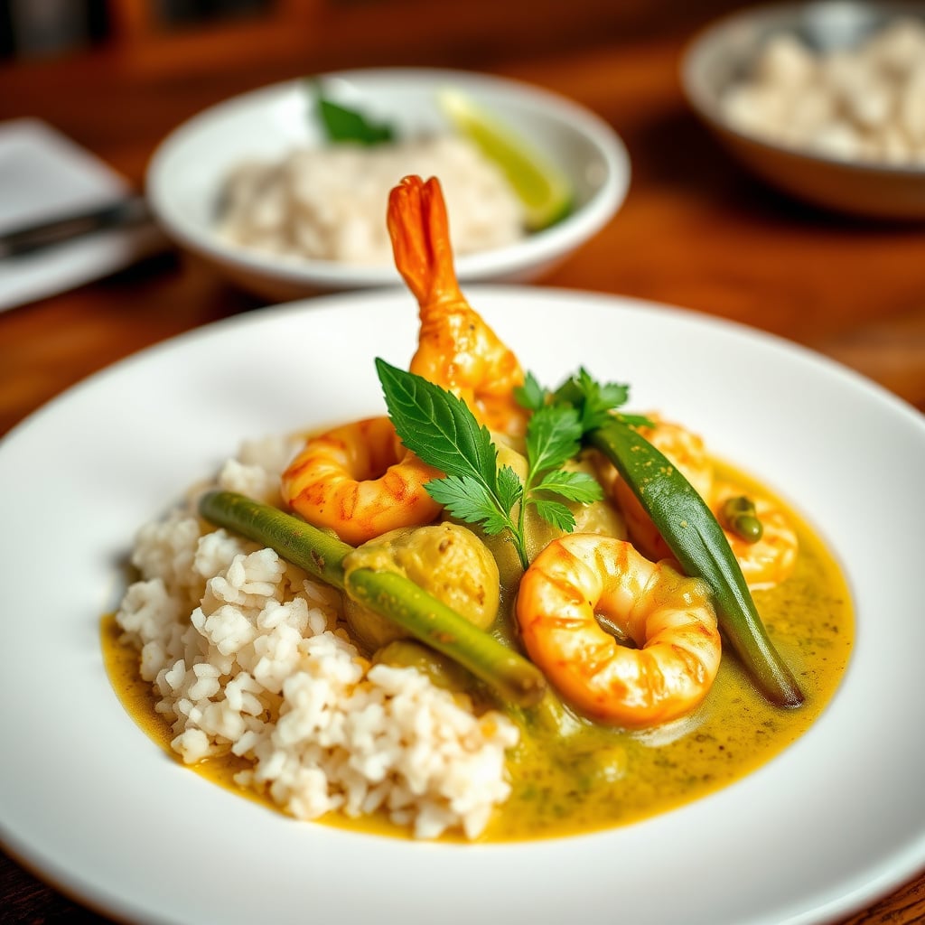 Thai Green Curry with Shrimp, Bamboo Shoots, and Jasmine Rice ...