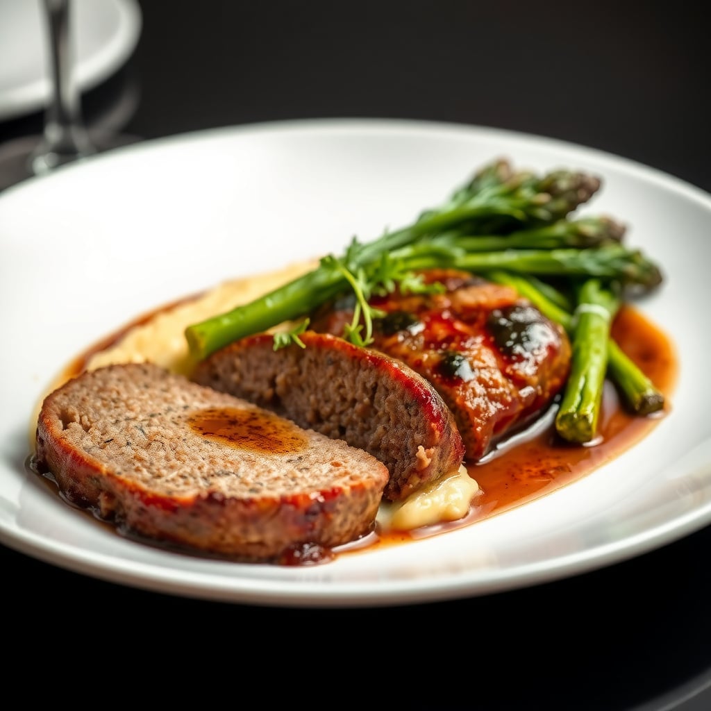 Balsamic-Glazed Italian Meatloaf with Creamy Parmesan Polenta and Garlic-Roasted Broccolini